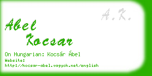 abel kocsar business card